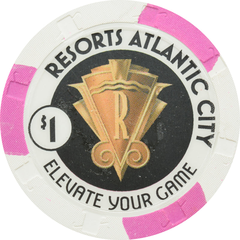 Resorts International Casino Atlantic City New Jersey $1 Prize Wheel Inlay Chip