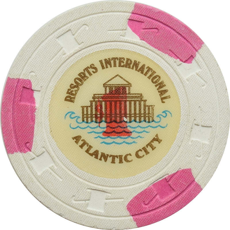 Resorts International Casino Atlantic City New Jersey $1 Chip H&C Pink Inserts