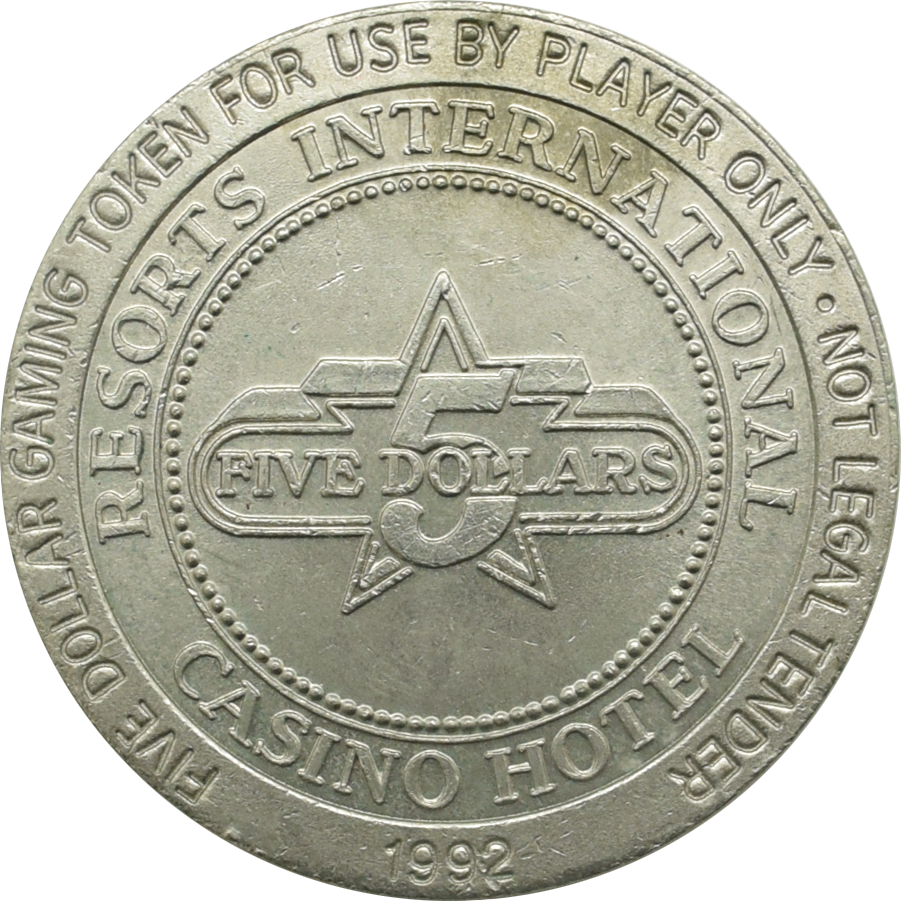 Resorts International Casino Atlantic City New Jersey $5 Token 1992