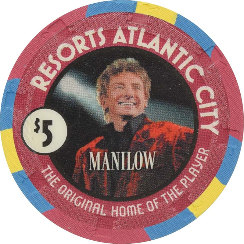 Resorts International Casino Atlantic City New Jersey $5 Barry Manilow Chip