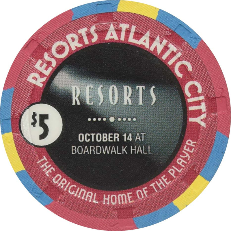 Resorts International Casino Atlantic City New Jersey $5 Barry Manilow Chip
