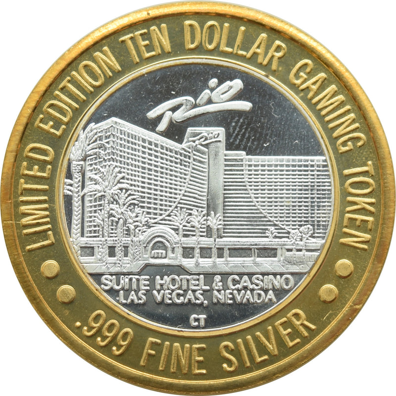 Rio Casino Las Vegas "Rio Rita" $10 Silver Strike .999 Fine Silver 1994