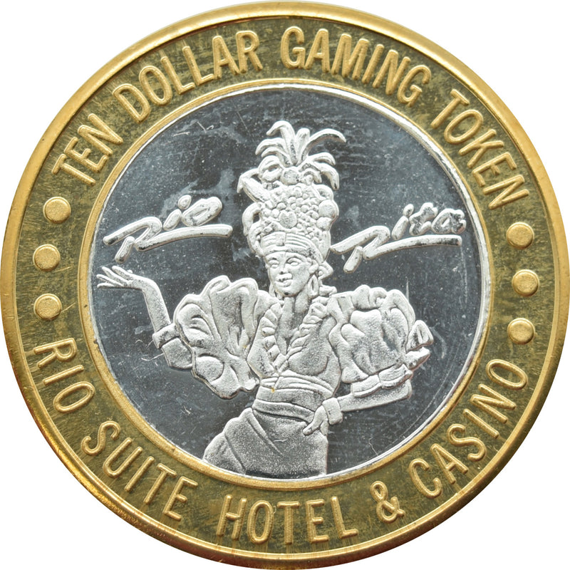 Rio Casino Las Vegas "Rio Rita" $10 Silver Strike .999 Fine Silver 1994
