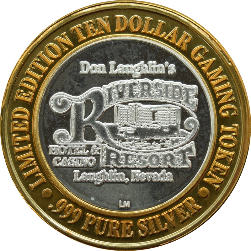 Riverside Resort Casino Laughlin "Don Laughlin 95-96" $10 Silver Strike .999 Fine Silver