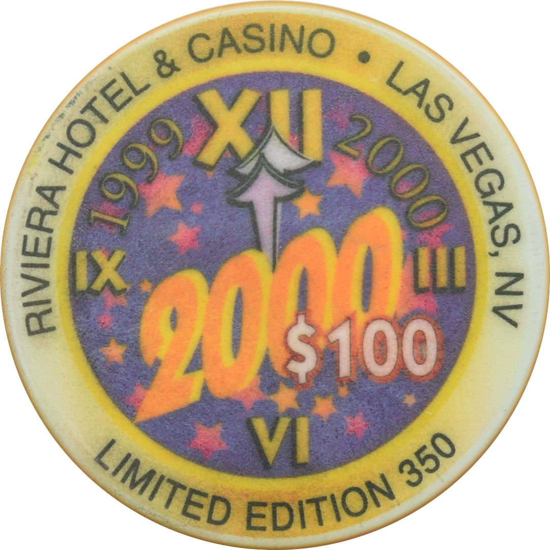 Riviera Casino Las Vegas Nevada $100 Millenium Chip 1999 43mm