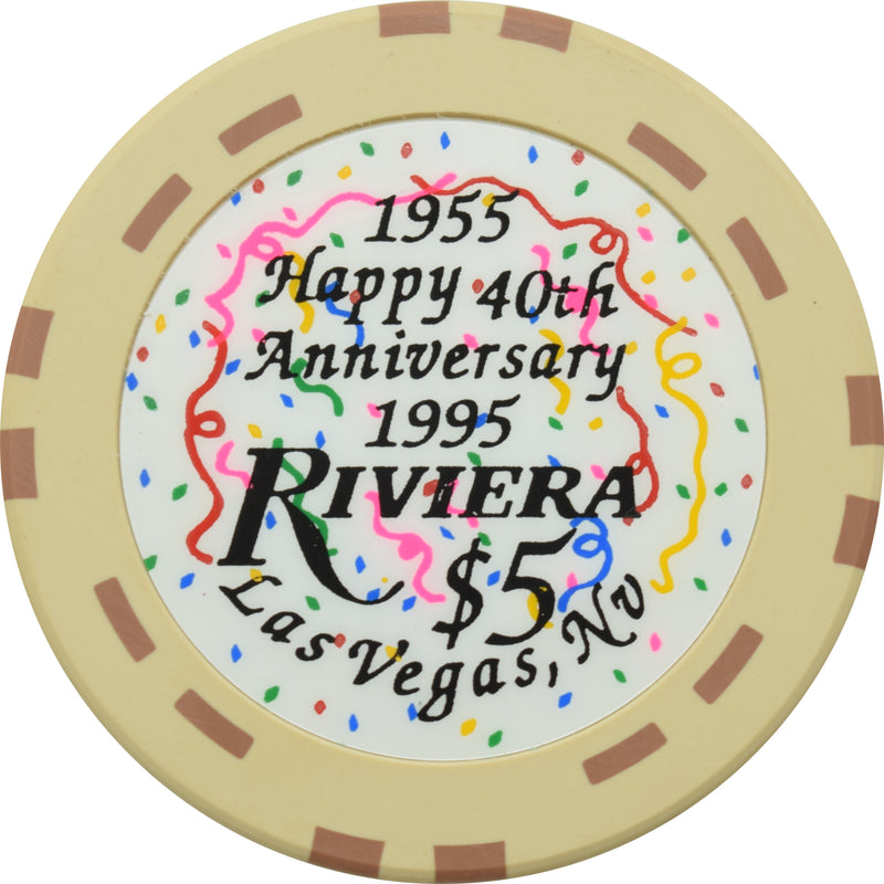 Riviera Casino Las Vegas Nevada $5 40th Anniversary Chip 1995