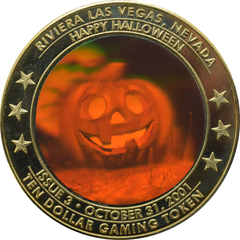 Riviera Casino Las Vegas "Happy Halloween" $10 Zodiac Hologram Token 2001