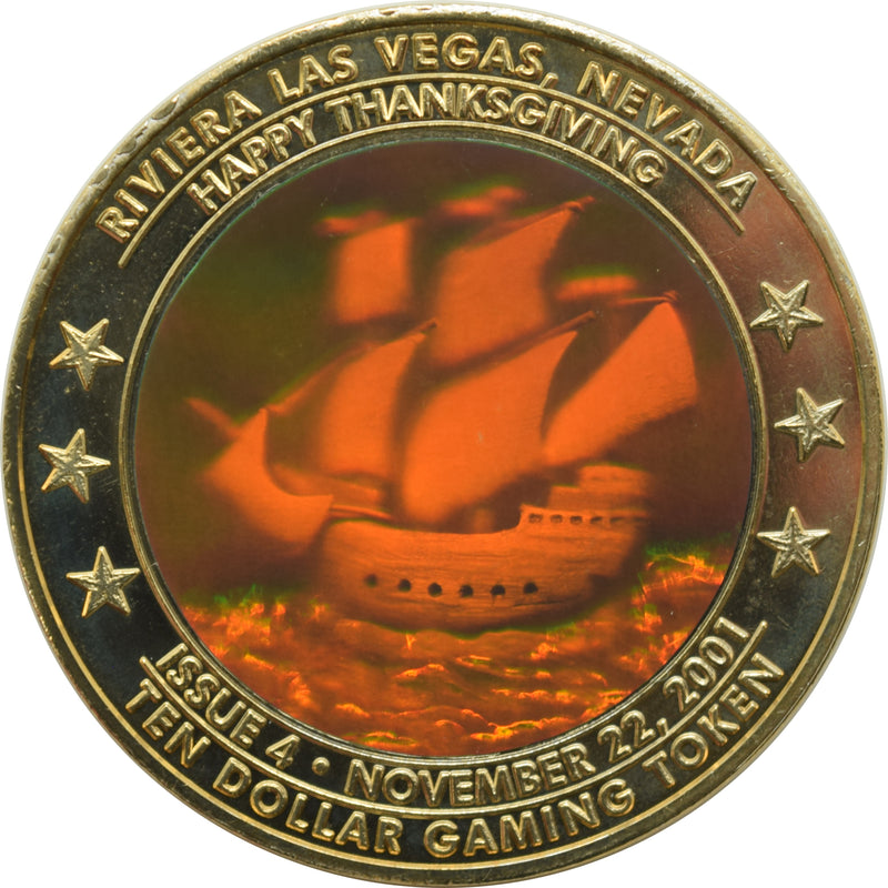 Riviera Casino Las Vegas "Happy Thanksgiving" $10 Zodiac Hologram Token 2001