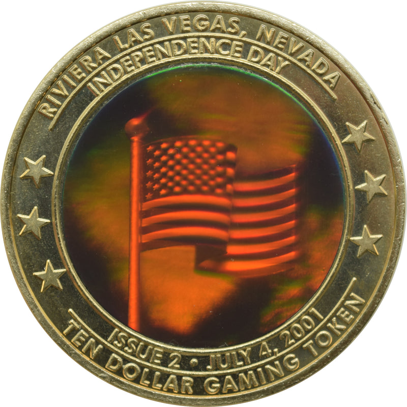 Riviera Casino Las Vegas "Independence Day" $10 Hologram Token 2001