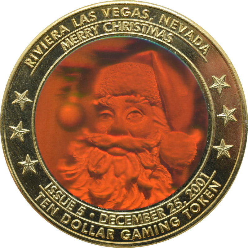 Riviera Casino Las Vegas "Merry Christmas" $10 Zodiac Hologram Token 2001