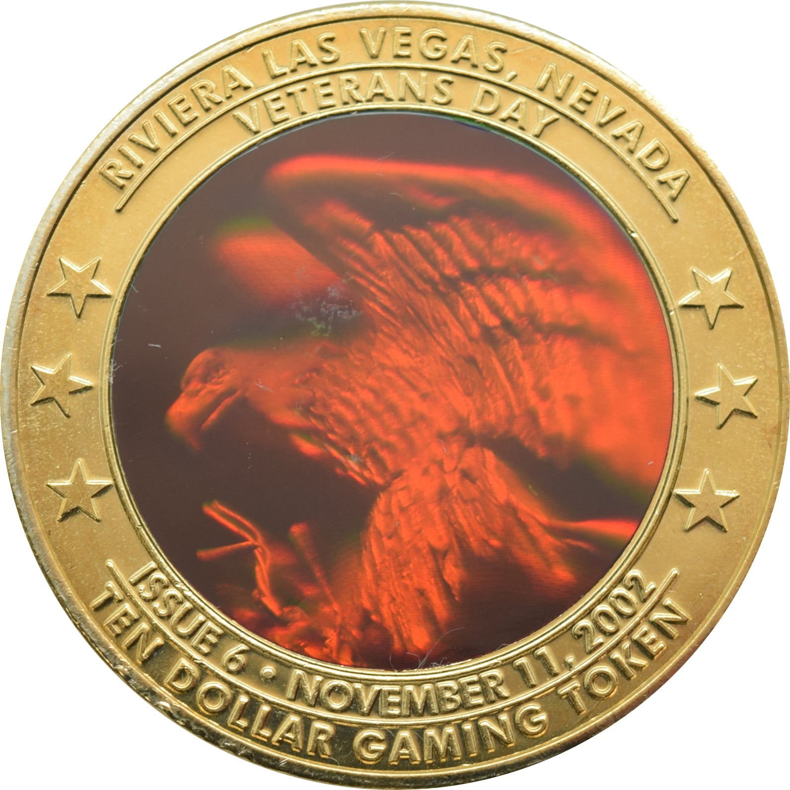 Riviera Casino Las Vegas "Veterans Day" $10 Hologram Token 2002