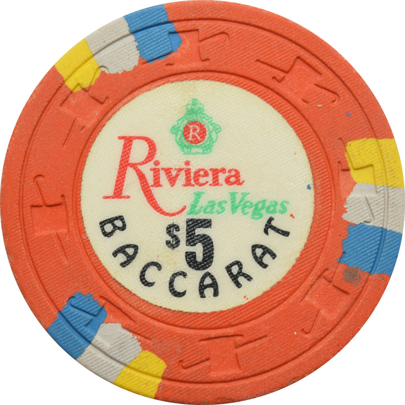 Riviera Casino Las Vegas Nevada $5 Baccarat Chip 1980