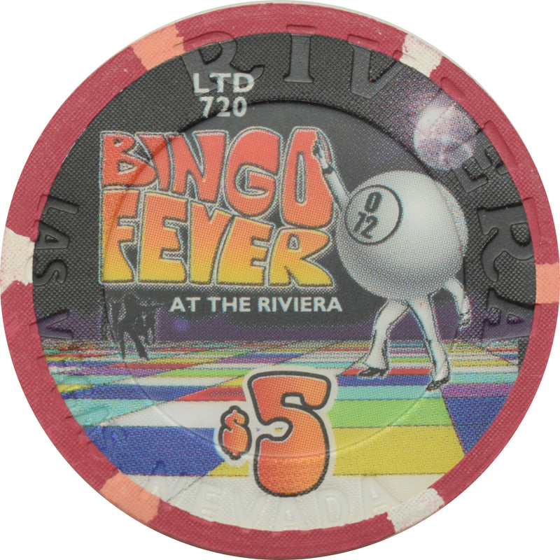 Riviera Casino Las Vegas Nevada $5 Bingo Fever Chip 2000
