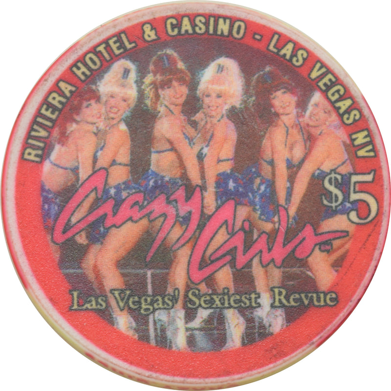 Riviera Casino Las Vegas Nevada $5 Crazy Girls Chip 1999