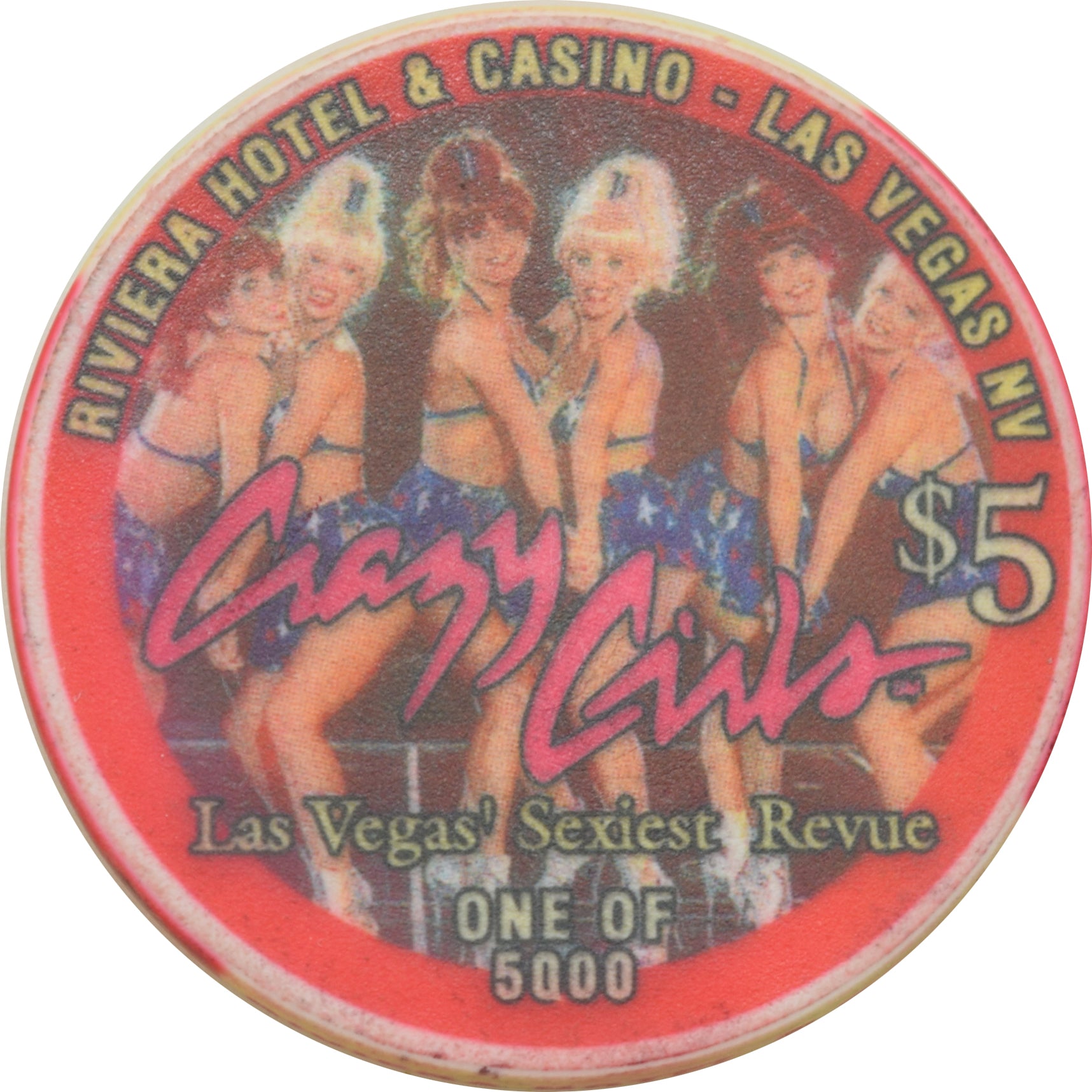 Riviera Casino Las Vegas Nevada $5 Crazy Girls Chip 1999