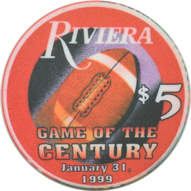 Riviera Casino Las Vegas Nevada $5 Game of the Century Chip 1999