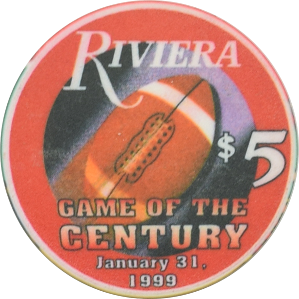 Riviera Casino Las Vegas Nevada $5 Game of the Century Chip 1999 #3