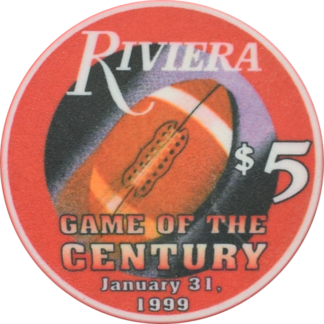 Riviera Casino Las Vegas Nevada $5 Game of the Century Chip 1999