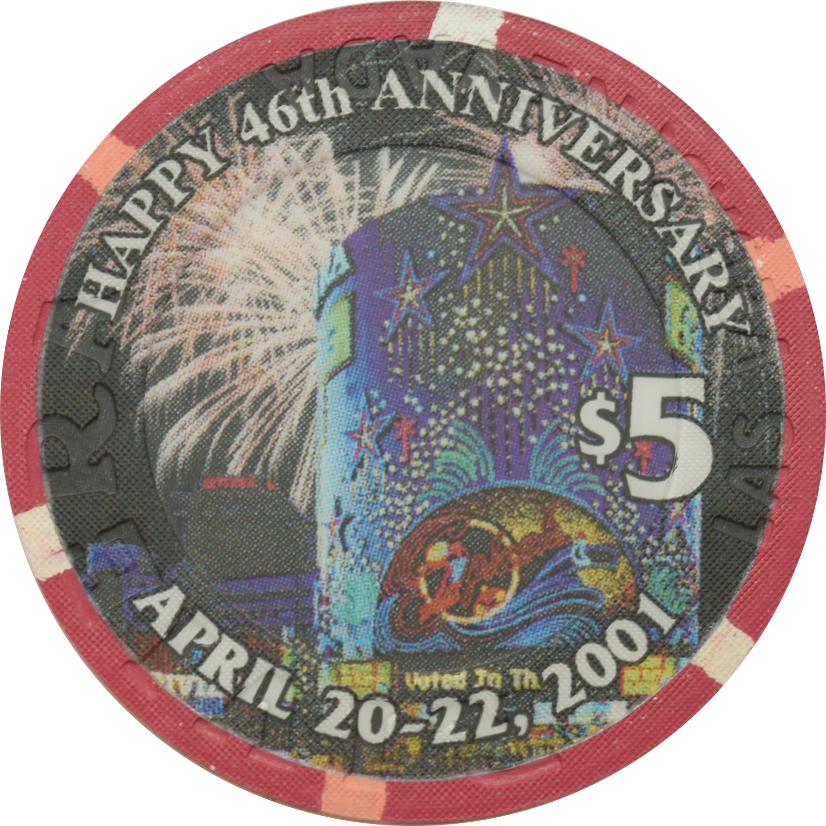 Riviera Casino Las Vegas Nevada $5 Happy 46th Birthday Chip 2001