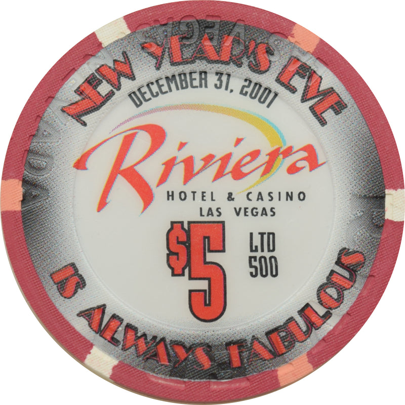 Riviera Casino Las Vegas Nevada $5 Happy New Year Chip 2001