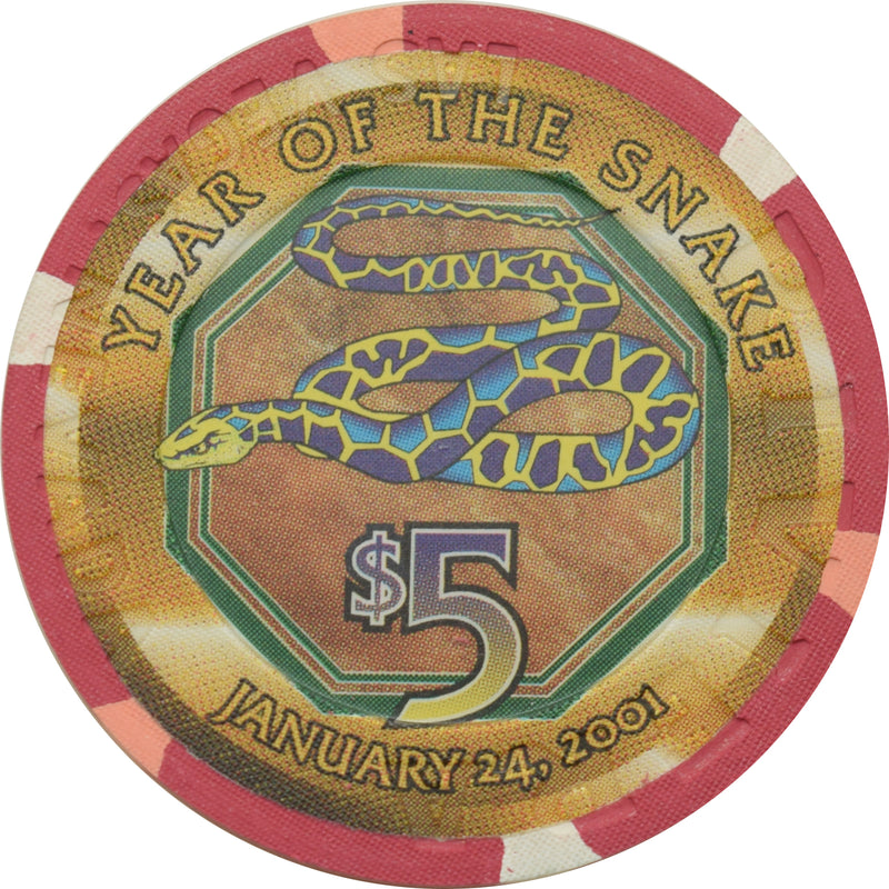 Riviera Casino Las Vegas Nevada $5 Year of the Snake Chip 2001