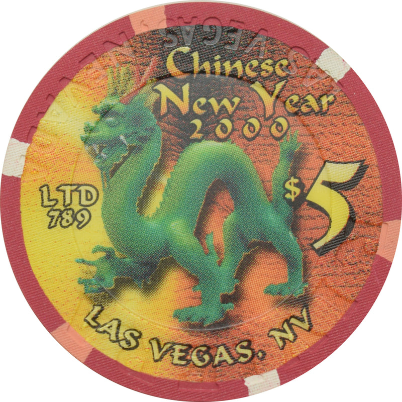 Riviera Casino Las Vegas Nevada $5 Year of the Dragon Chip 2000