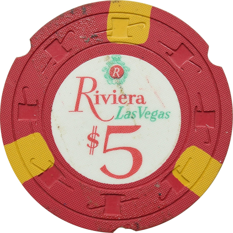 Riviera Casino Las Vegas Nevada $5 Notched Chip 1971