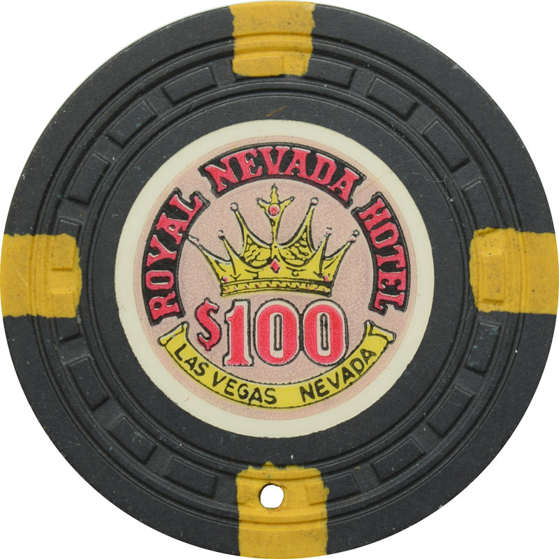 Royal Nevada Hotel Casino Las Vegas Nevada $100 Cancelled Chip 1955