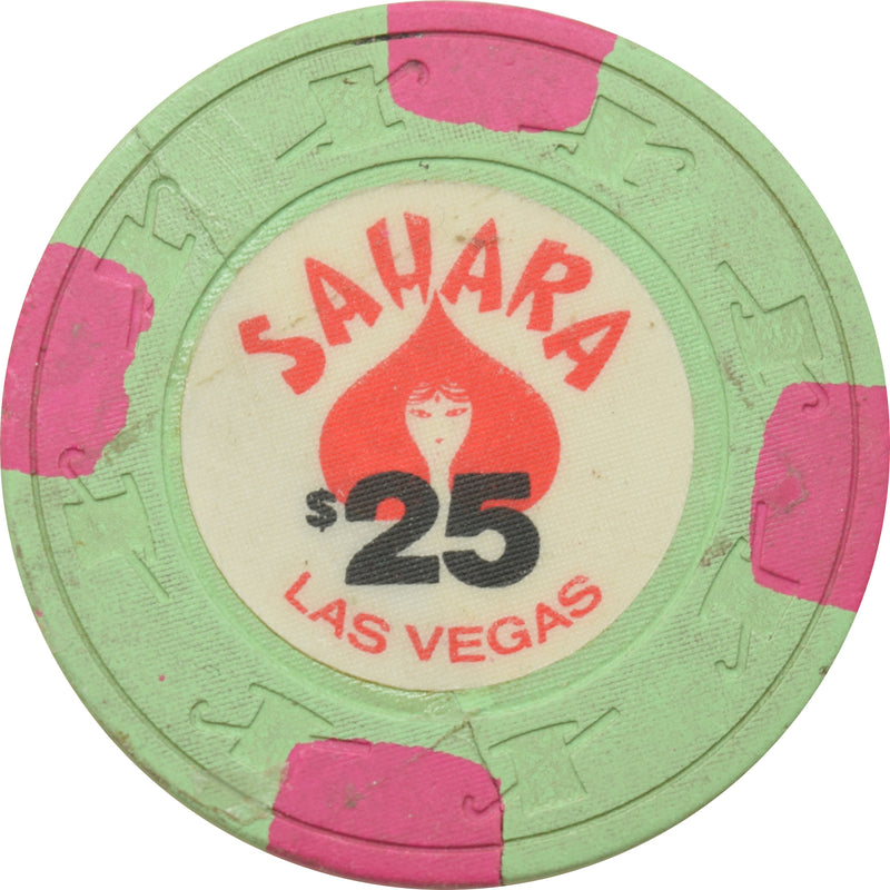 Sahara Casino Las Vegas Nevada $25 Repaired Chip 1983