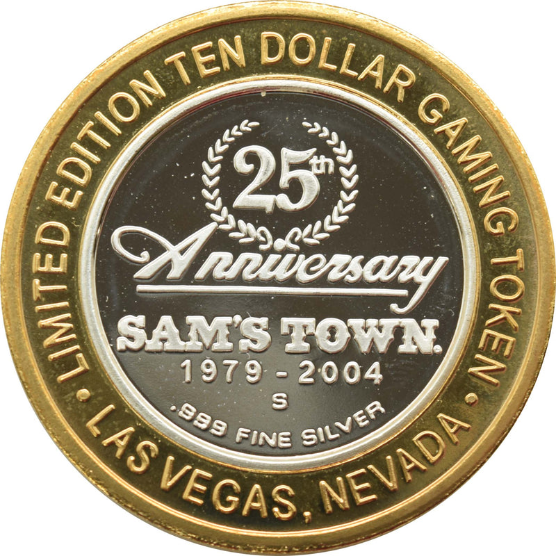 Sam's Town Casino Las Vegas "25th Anniversary Sam Boyd" $10 Silver Strike .999 Fine Silver 2004