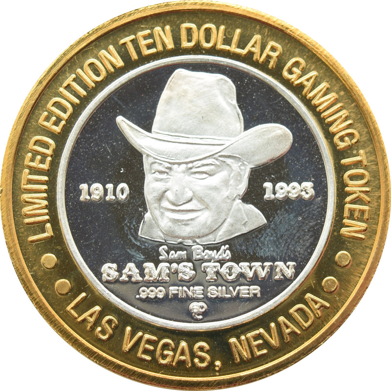 Sam's Town Casino Las Vegas "Gold Panner" $10 Silver Strike .999 Fine Silver 1994