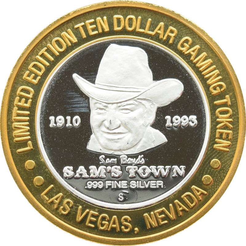 Sam's Town Casino Las Vegas "Stagecoach" $10 Silver Strike .999 Fine Silver 1994