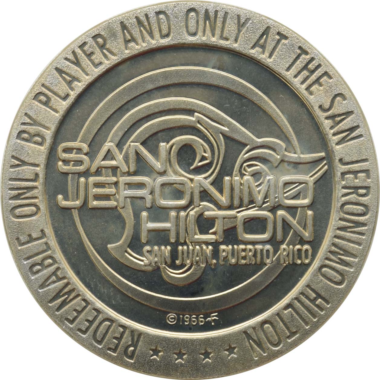 San Jeronimo Hilton San Juan Puerto Rico $1 Token