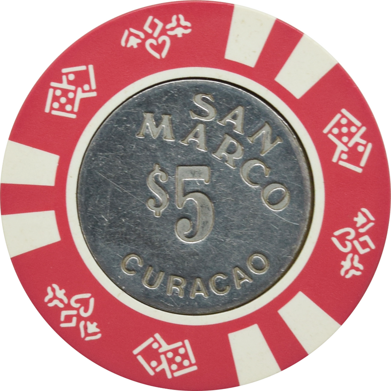 San Marco Casino Punda Curacao $5 Red DieSuits Chip