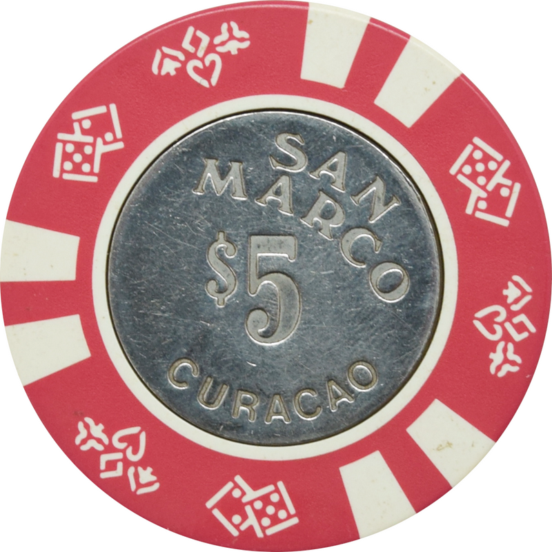 San Marco Casino Punda Curacao $5 Red DieSuits Chip