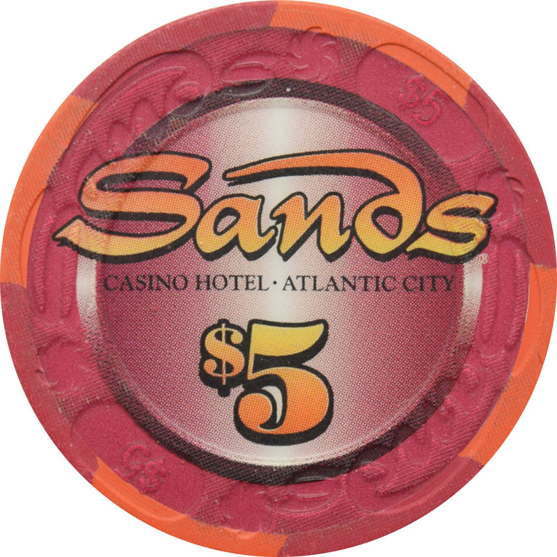Sands Casino Atlantic City New Jersey $5 Large Inlay Chip