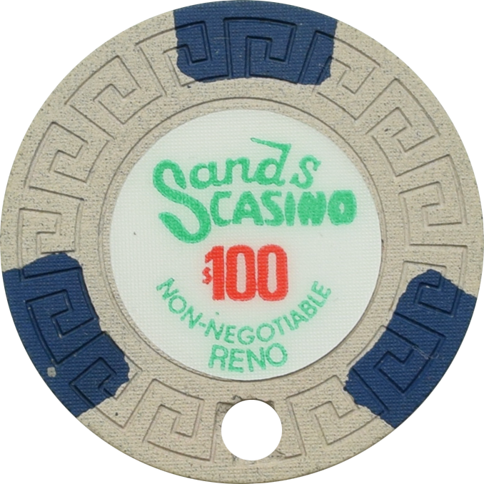 Sands Casino Reno Nevada 100 Cancelled Chip 1980s Sands casino reno nevada 100 cancelled chip 1980s