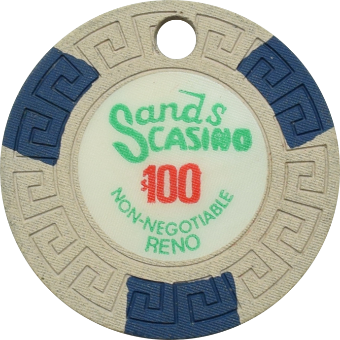 Sands Casino Reno Nevada $100 Cancelled Chip 1980s