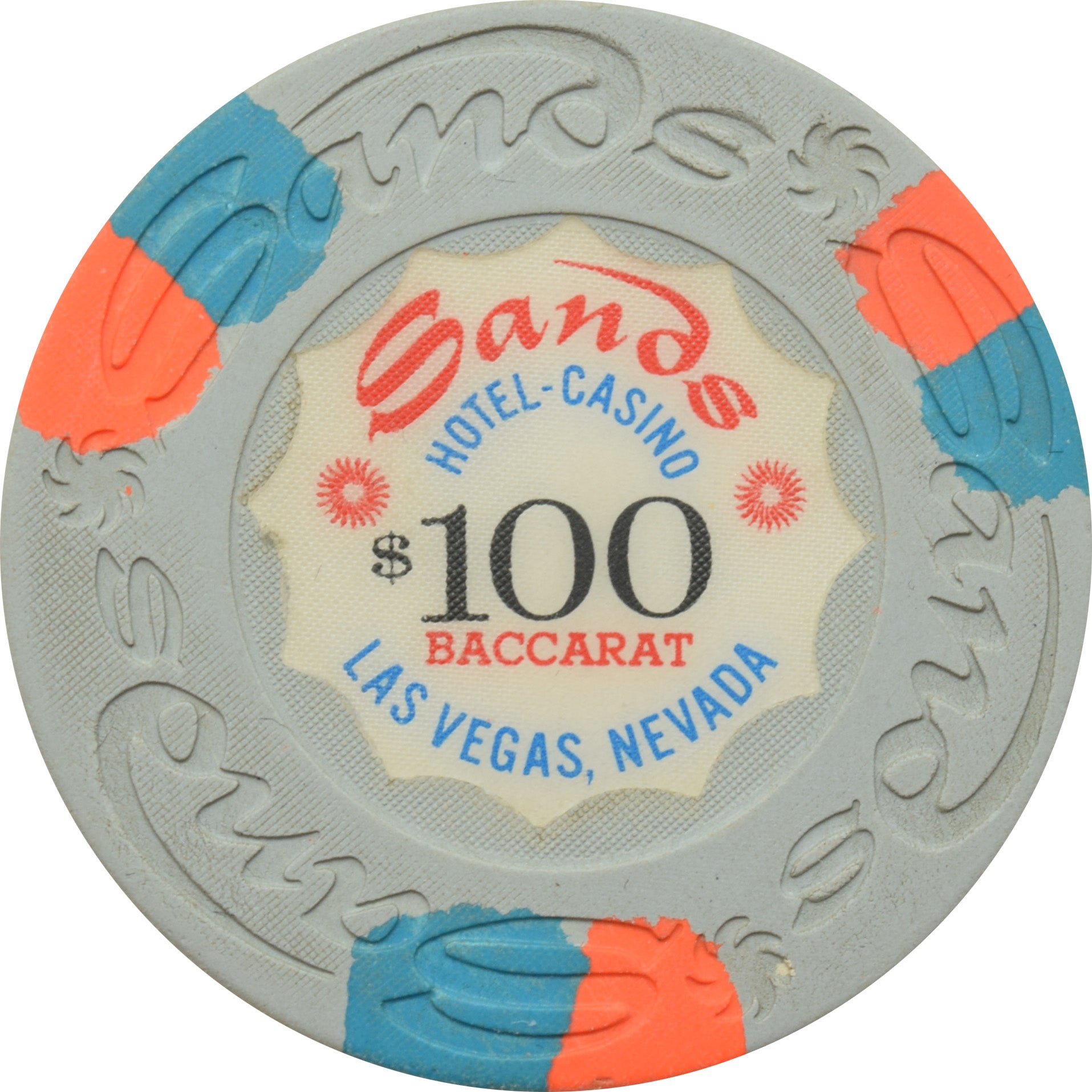 Sands Casino Las Vegas Nevada $100 Baccarat Chip 1970s