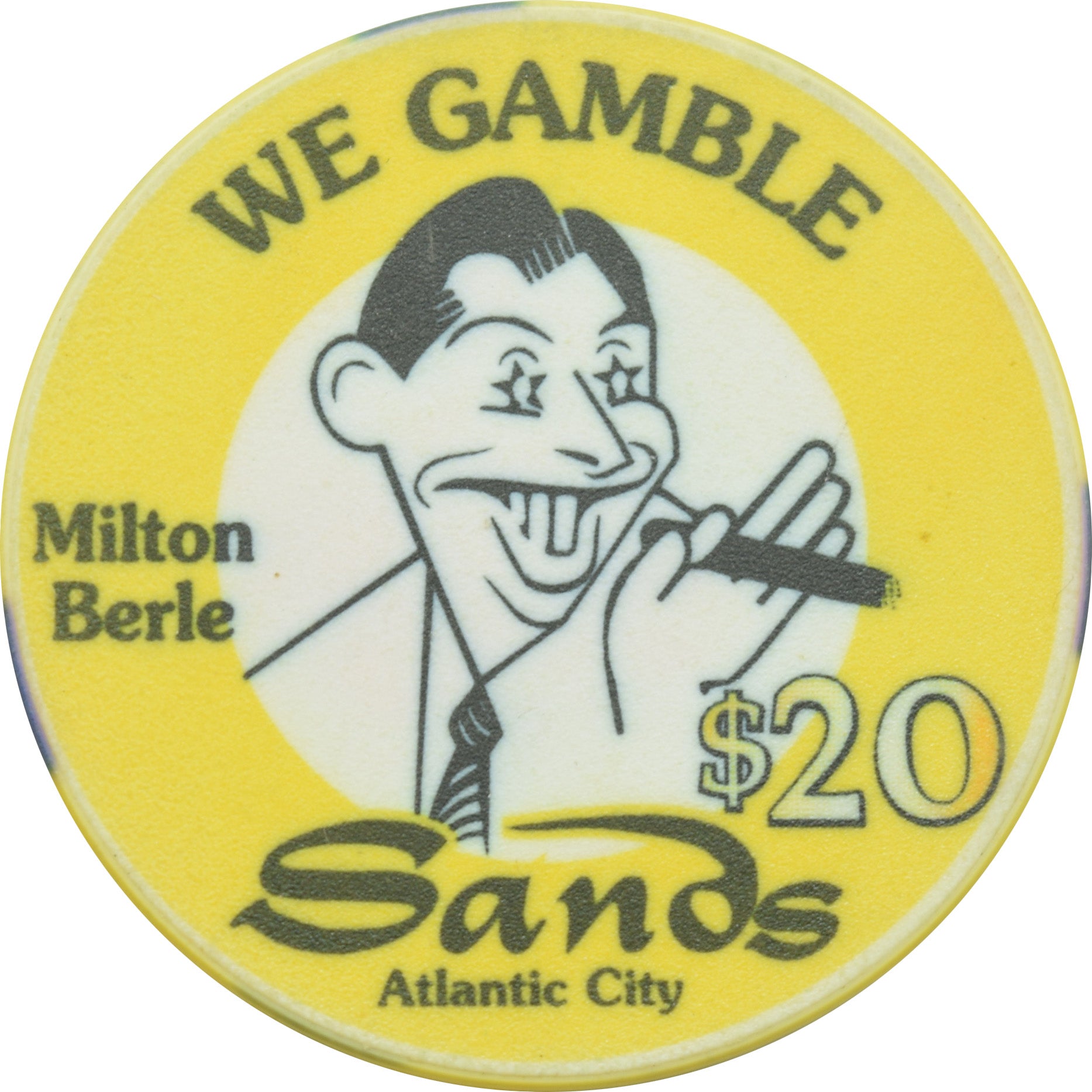 Sands Casino Atlantic City New Jersey $20 Milton Berle Chip