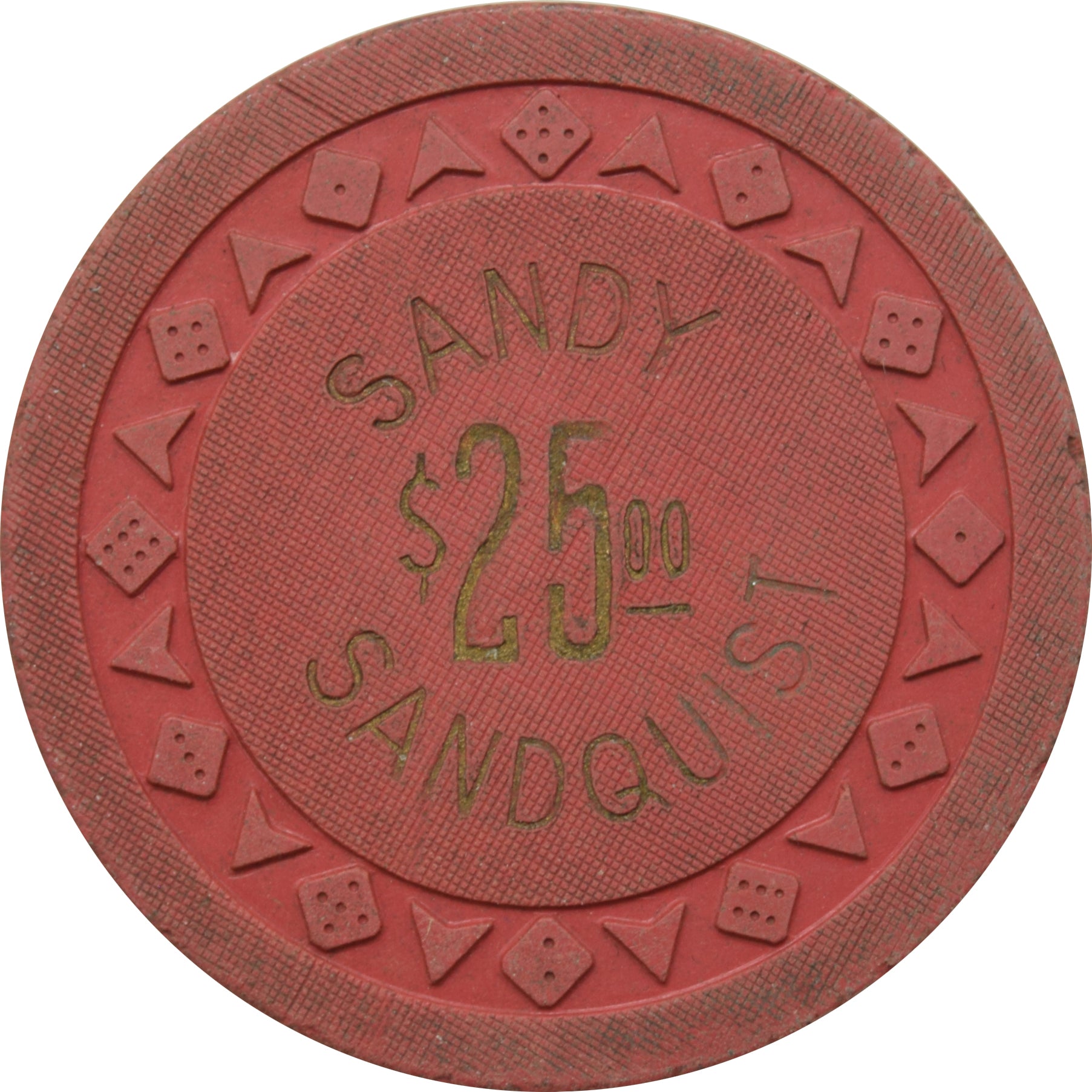 Sandy Sandquist Casino Searchlight Nevada $25 Chip 1954