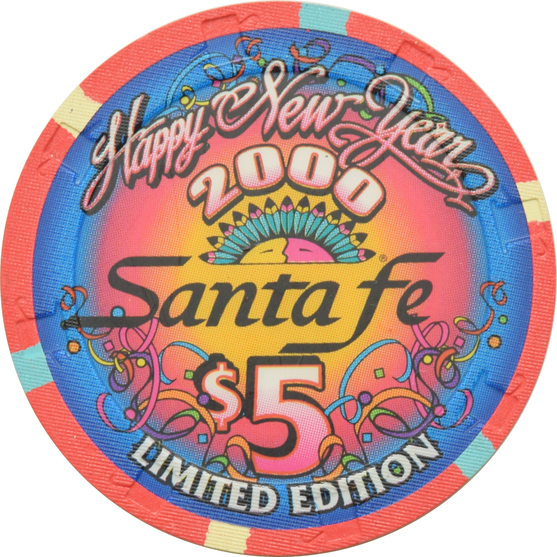 Santa Fe Casino Las Vegas Nevada $5 Happy New Year Chip 2000