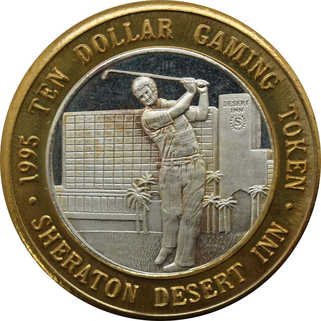 Desert Inn Sheraton Casino Las Vegas Nevada "Golfer" $10 Silver Strike .999 Fine Silver 1995