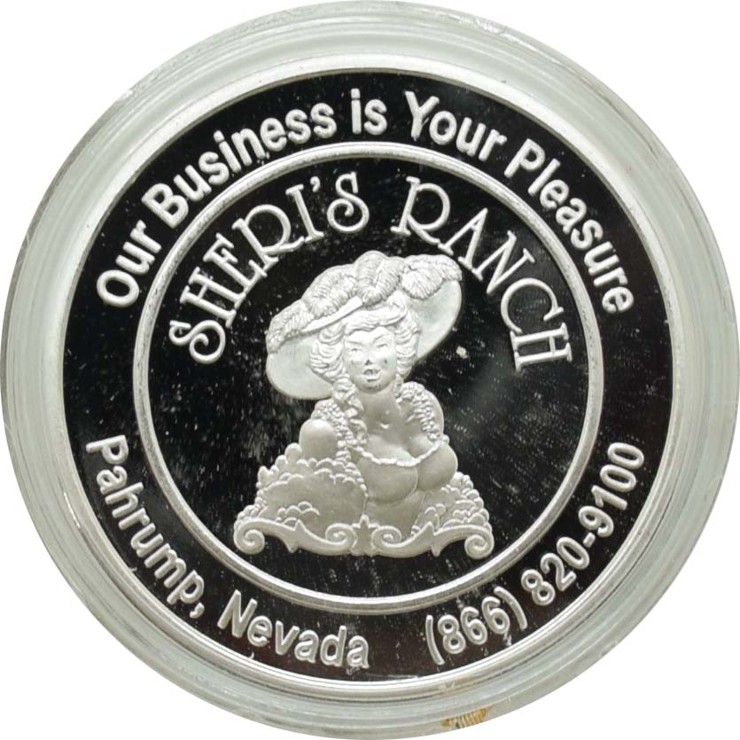 Sheri's Ranch Brothel Pahrump Nevada .999 Silver Clad "Miss Halloween" Silver State Token