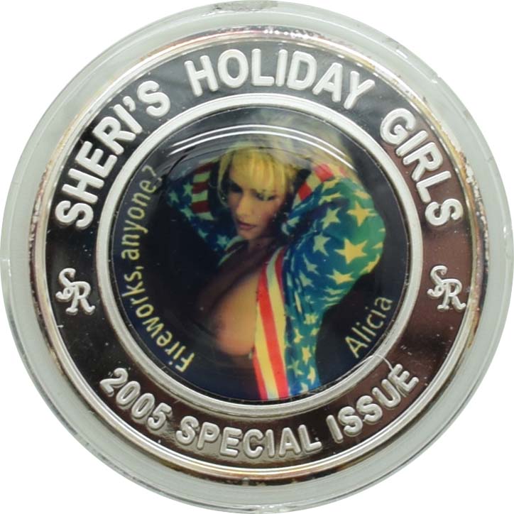 Sheri's Ranch Brothel Pahrump Nevada .999 Silver Clad "Miss 4th of July" Left Facing Silver State Token