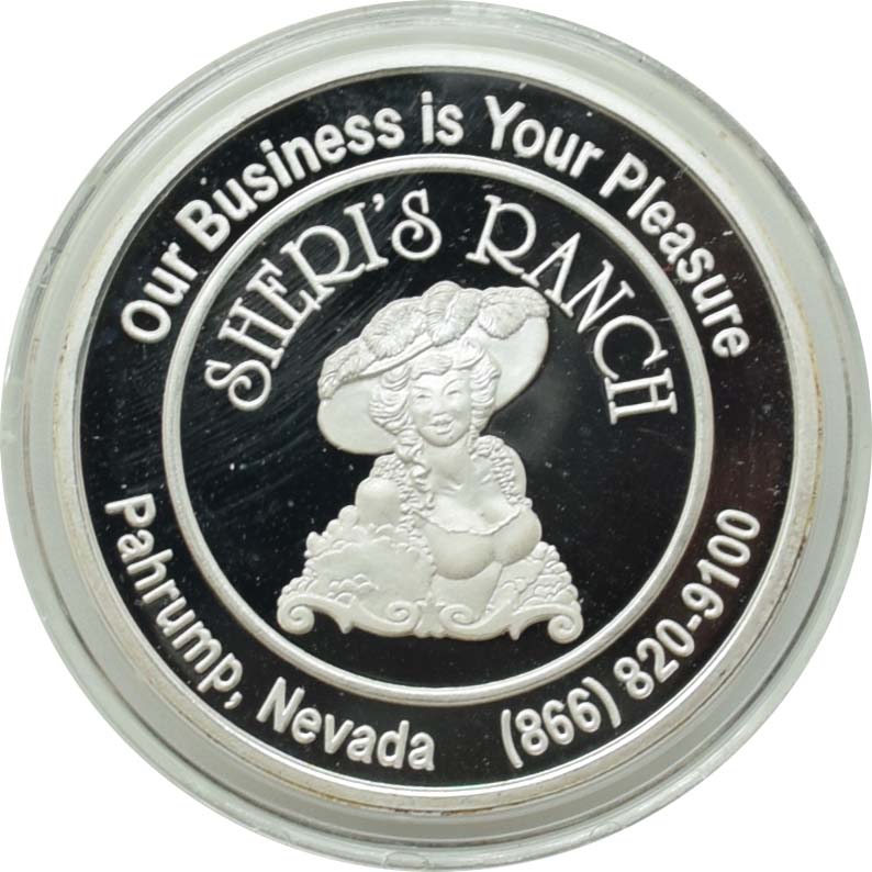 Sheri's Ranch Brothel Pahrump Nevada .999 Silver Clad "Miss 4th of July" Left Facing Silver State Token