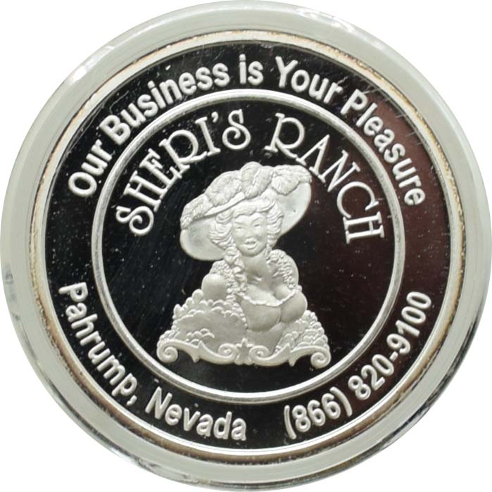 Sheri's Ranch Brothel Pahrump Nevada .999 Silver Clad "Miss Christmas" Silver State Token