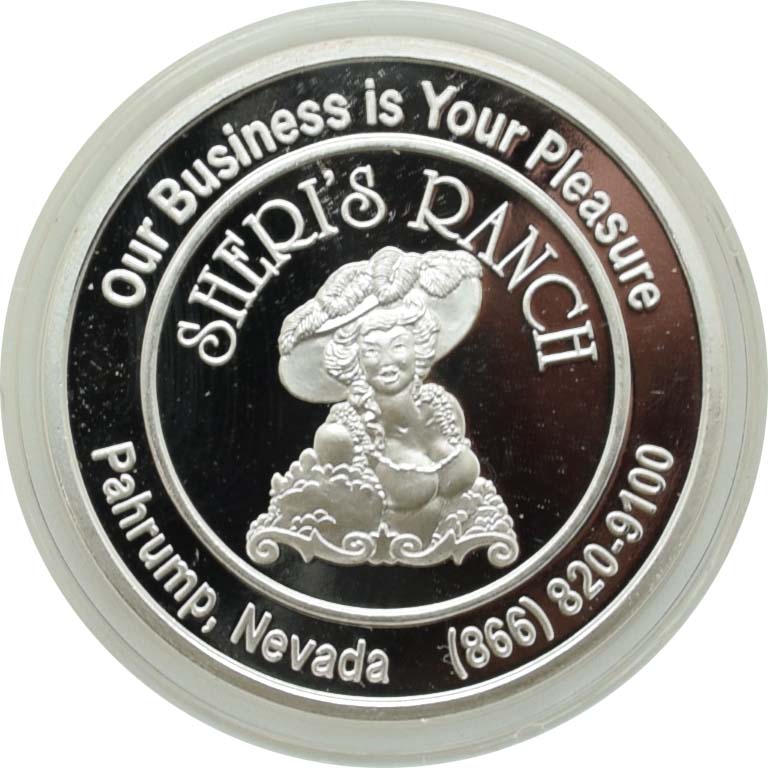 Sheri's Ranch Brothel Pahrump Nevada .999 Silver Clad "Miss Valentines" Silver State Token