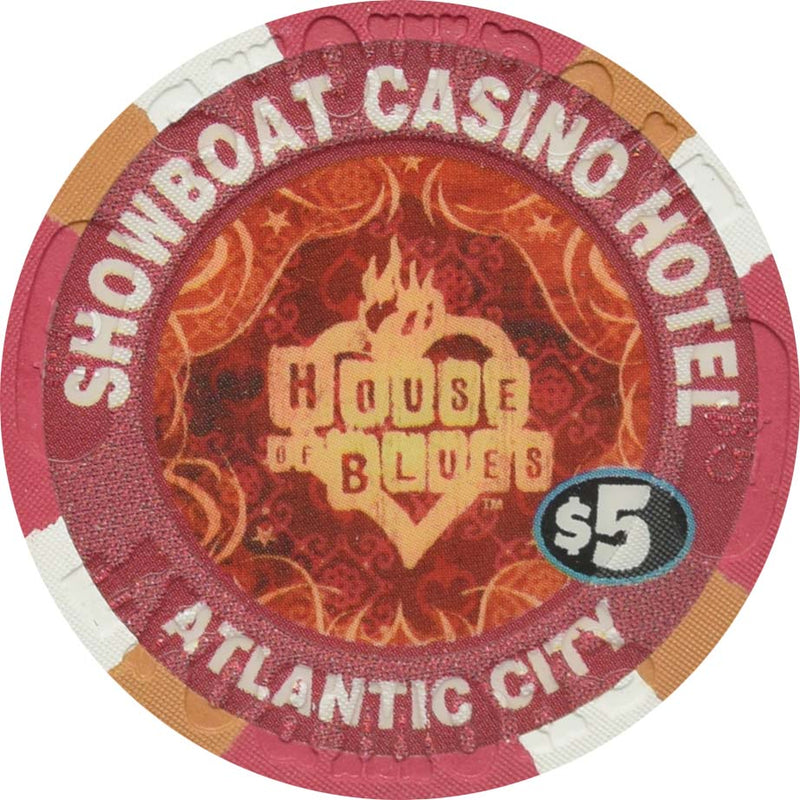 Showboat Casino Atlantic City New Jersey $5 House of Blues Grand Opening Chip