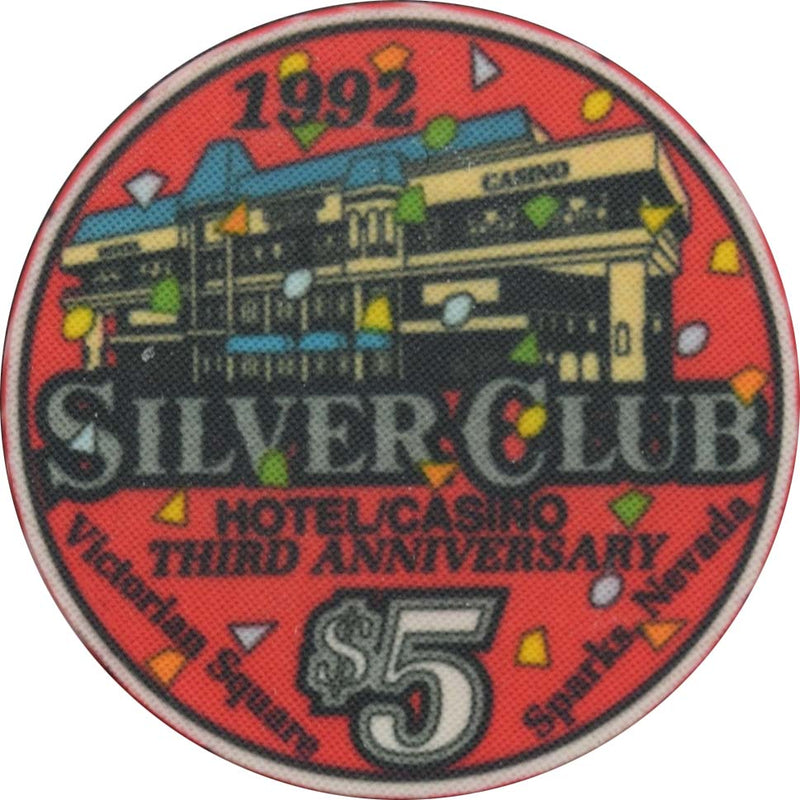Silver Club (Karl's) Casino Sparks Nevada $5 3rd Anniversary Chip 1992